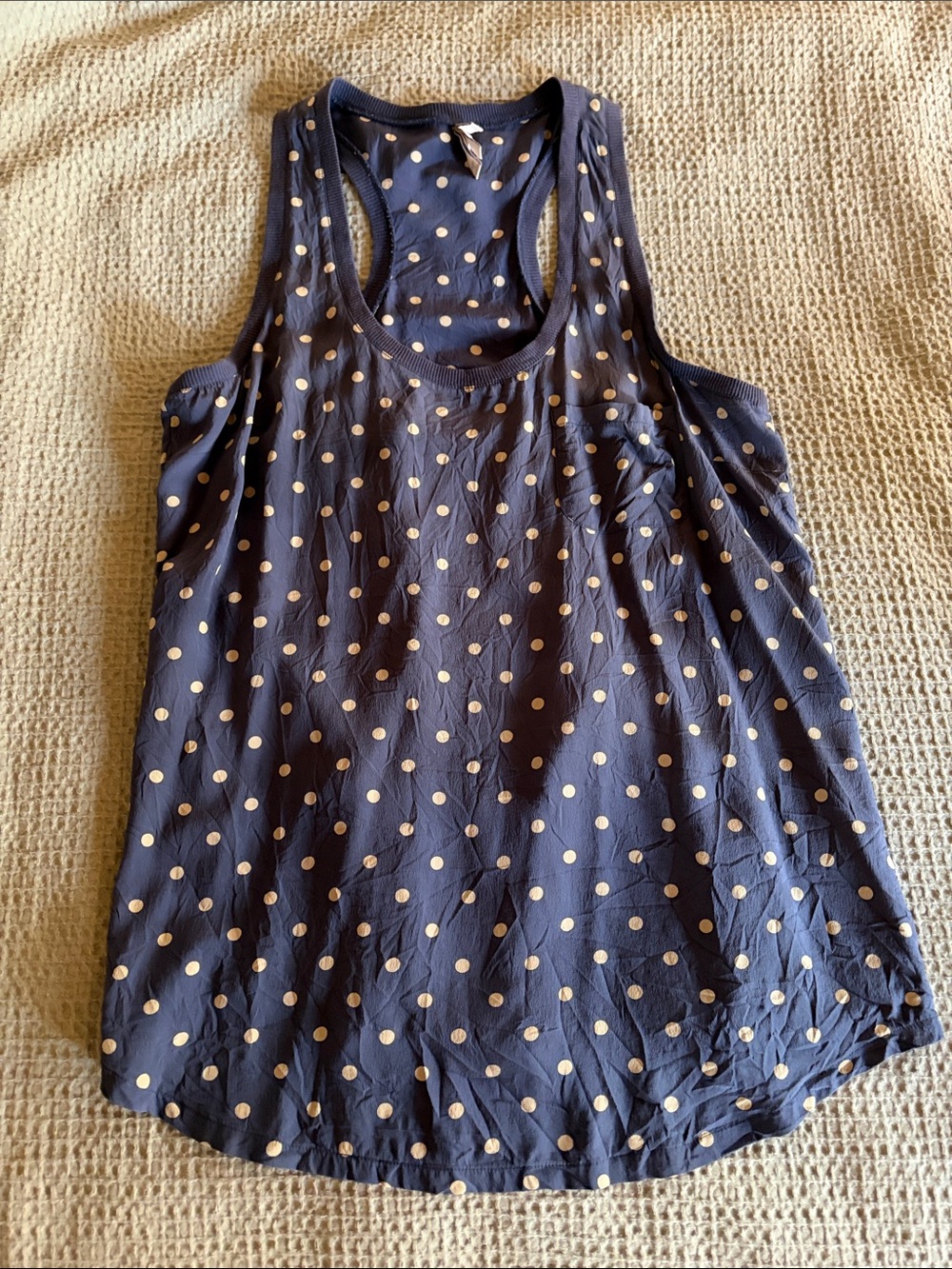 Joie Silk Racer Back Tank with silver Polka Dots